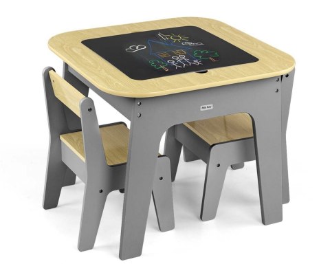 Milly Mally Milly Mally Zestaw mebli Olaf Blocks - Stolik i dwa krzesełka Dark Grey