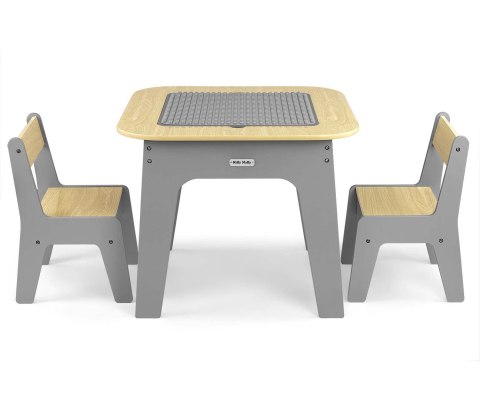 Milly Mally Milly Mally Zestaw mebli Olaf Blocks - Stolik i dwa krzesełka Dark Grey