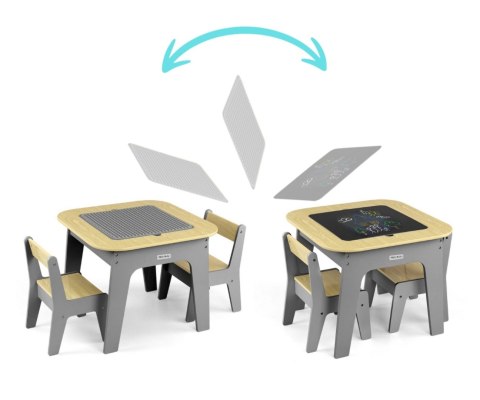 Milly Mally Milly Mally Zestaw mebli Olaf Blocks - Stolik i dwa krzesełka Dark Grey