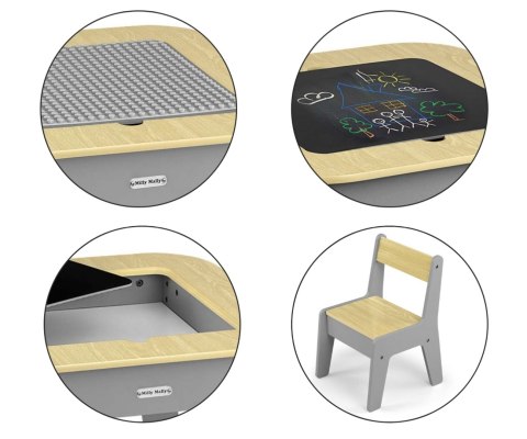 Milly Mally Milly Mally Zestaw mebli Olaf Blocks - Stolik i dwa krzesełka Dark Grey