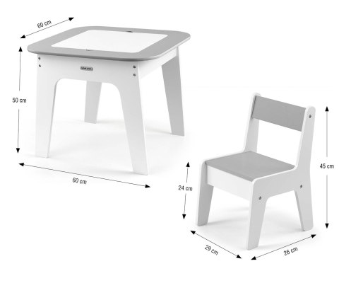 Milly Mally Milly Mally Zestaw mebli Olaf - Stolik i dwa krzesełka Grey
