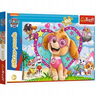 Trefl Puzzle Psi Patrol 100 el. W blasku Skye brokatowe Glitter Trefl 5+ 14818