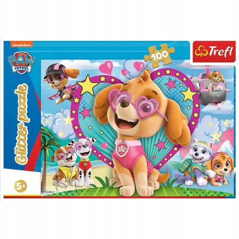 Trefl Puzzle Psi Patrol 100 el. W blasku Skye brokatowe Glitter Trefl 5+ 14818 Trefl Puzzle Psi Patrol 100 el. W blasku Skye brokatowe Glitter Trefl 5+ 14818