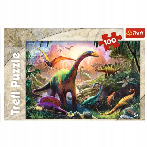 Trefl Puzzle dinozaury 100 elementów Świat dinozaurów Trefl 16277 Trefl Puzzle dinozaury 100 elementów Świat dinozaurów Trefl 16277