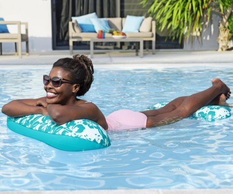 Bestway Bestway 43839 Fotel Leżak siatkowy do pływania Miętowe kwiaty 1.45m x 87cm