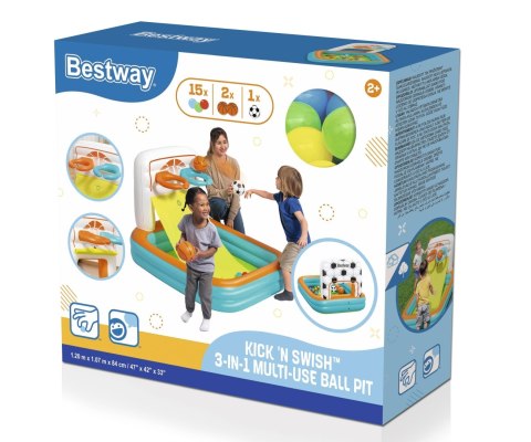 Bestway Bestway 52728 Basen dmuchany wielofunkcyjny z piłeczkami Koszykówka Piłeczki i Piłka nożna 1.20m x 1