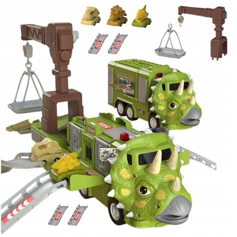 Ciężarówka dinozaur z autami triceratops dźwig 691