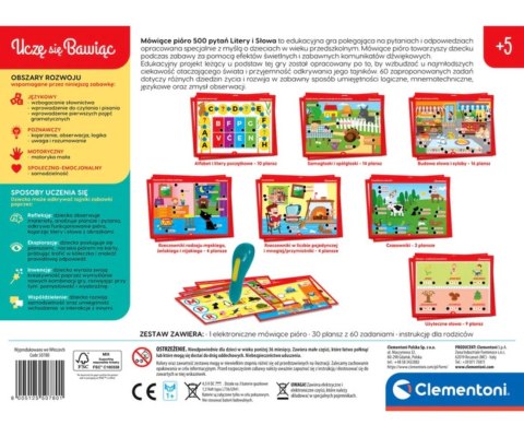 Clementoni Clementoni Gry Edukacyjne 50780 Mówiące Pióro 500 Pytań Litery i Słowa