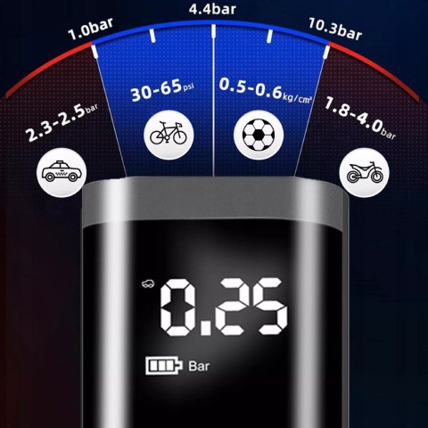 Akumulatorowa pompka elektryczna mini kompresor samochodowy flashlight SOS