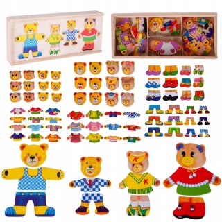 Luxma Drewniana układanka misie skrzynka klocki 74 el puzzle