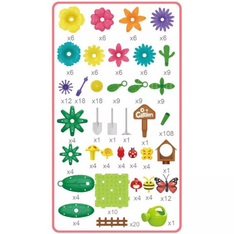 Klocki Konstrukcyjne Ogród Kwiatki 272 el. Zestaw Kreatywny