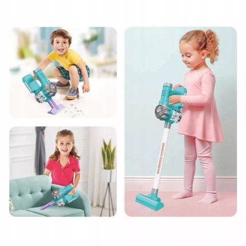 Odkurzacz dla Dzieci Pionowy 2w1 Zestaw do Sprzątania 3 Ssawki Dźwięki