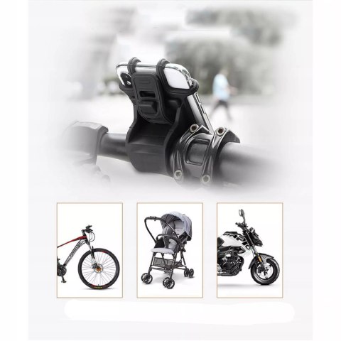 Uchwyt na telefon do roweru obrotowy silikonowy czarny stabilny