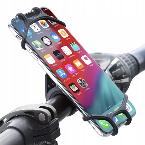 Uchwyt na telefon do roweru obrotowy silikonowy czarny stabilny