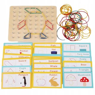 Układanka gumkami edukacyjna drewniana tablica kreatywna sorter 3+ MA-078
