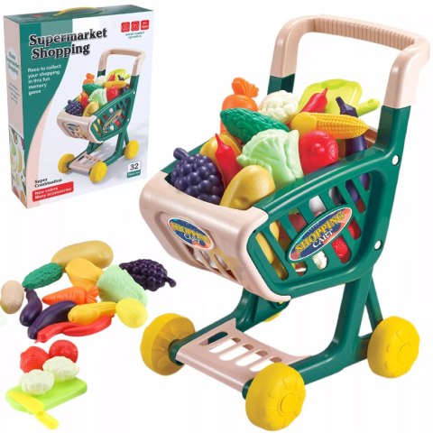 Wózek Sklepowy dla Dzieci Warzywa i Owoce Zestaw Zakupowy Sklep Koszyk