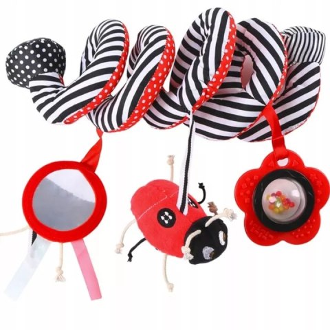 Zawieszka spirala kontrastowa do wózka fotelika dla dzieci