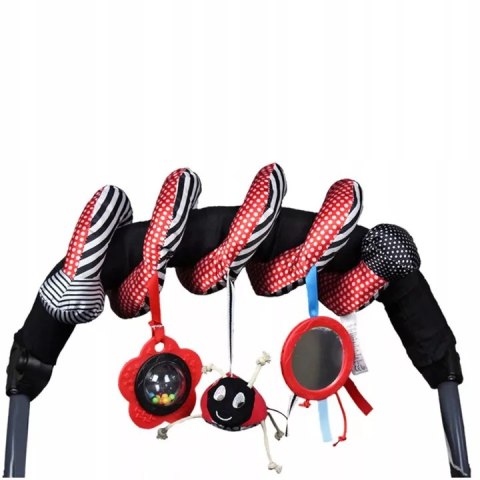 Zawieszka spirala kontrastowa do wózka fotelika dla dzieci