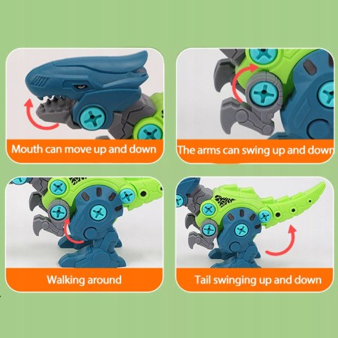 Zestaw Klocków konstrukcyjnych Dinozaury Wkrętarka na baterie i Śrubokręt