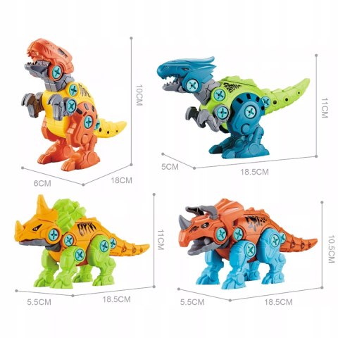 Zestaw Klocków konstrukcyjnych Dinozaury Wkrętarka na baterie i Śrubokręt