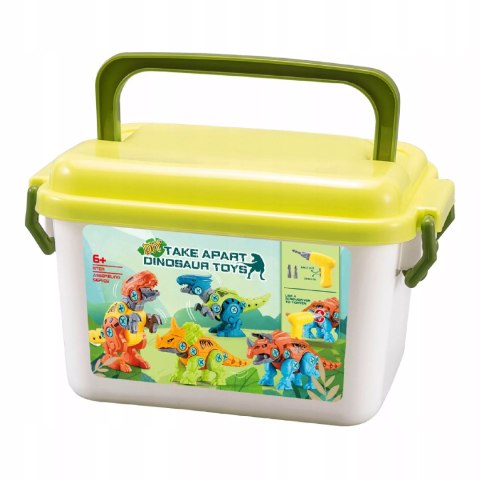 Zestaw Klocków konstrukcyjnych Dinozaury Wkrętarka na baterie i Śrubokręt