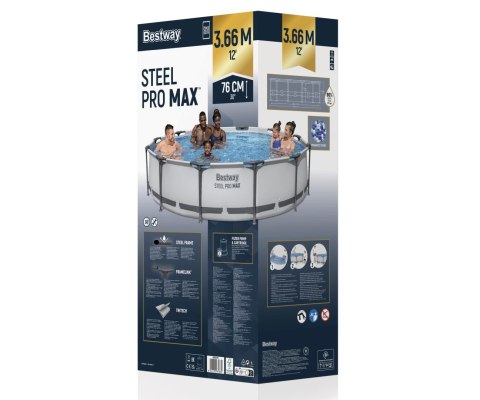 Bestway Bestway 56416 BASEN STELAŻOWY STEEL PRO MAX Z POMPĄ FILTRACYJNĄ 3.66m x 0.76m