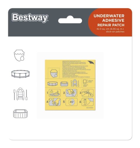 Bestway Bestway 62091 Zestaw naprawczy - Łaty wodoodporne 6.5cm x 6.5cm - 10szt
