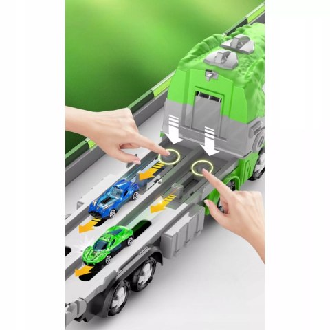 Ciężarówka Dinozaur Tor Wyścigowy 2 Auta resoraki dla Dzieci