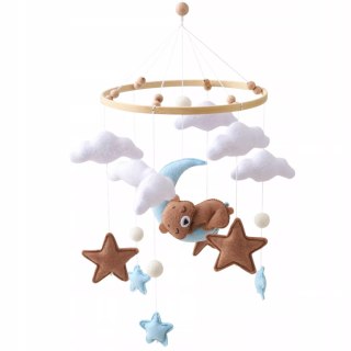 Luxma Karuzelka do Łóżeczka Dziecięcego Boho Naturalne Drewno + pałąk Bear & Moon