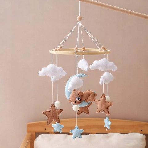 Luxma Karuzelka do Łóżeczka Dziecięcego Boho Naturalne Drewno + pałąk Bear & Moon