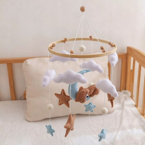 Luxma Karuzelka do Łóżeczka Dziecięcego Boho Naturalne Drewno + pałąk Bear & Moon