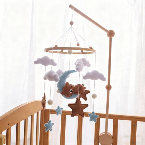 Luxma Karuzelka do Łóżeczka Dziecięcego Boho Naturalne Drewno + pałąk Bear & Moon