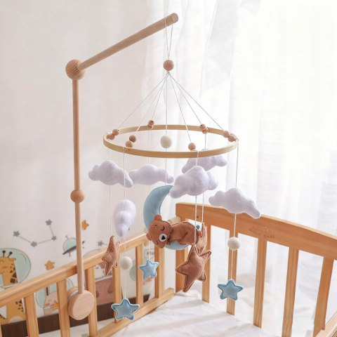 Luxma Karuzelka do Łóżeczka Dziecięcego Boho Naturalne Drewno + pałąk Bear & Moon