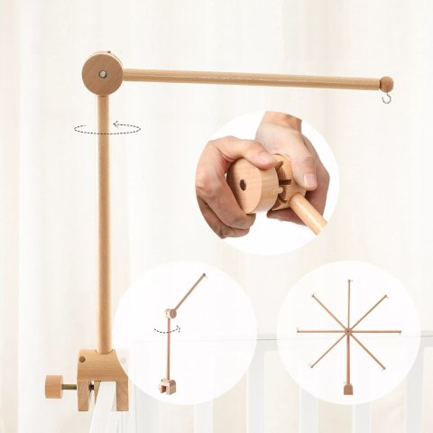 Luxma Karuzelka do Łóżeczka Dziecięcego Boho Naturalne Drewno + pałąk Bear & Moon
