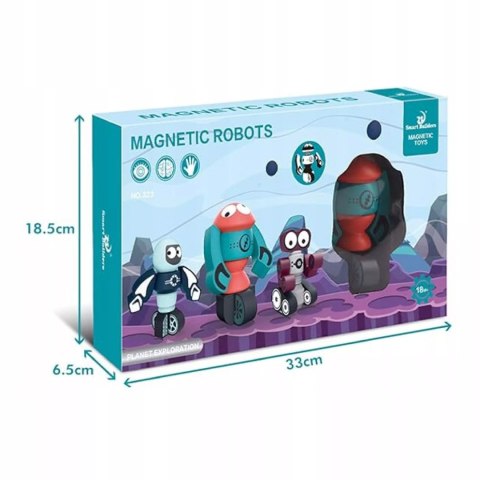Klocki magnetyczne dla dzieci roboty 21 elementów kosmiczna zabawa