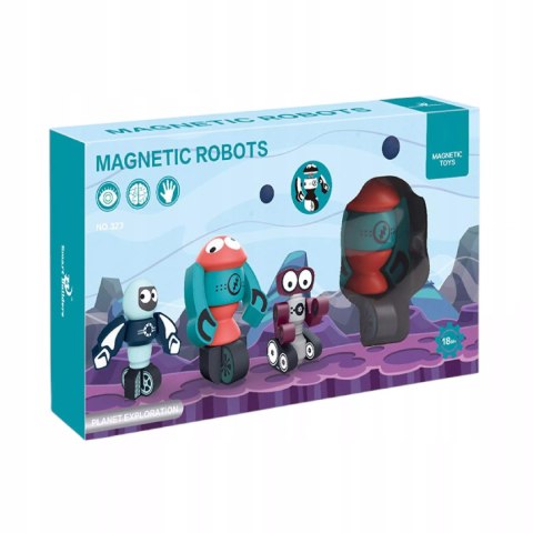 Klocki magnetyczne dla dzieci roboty 21 elementów kosmiczna zabawa