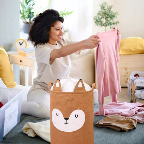 Kosz organizer na zabawki 60L dla dzieci pojemnik zamykany Lisek