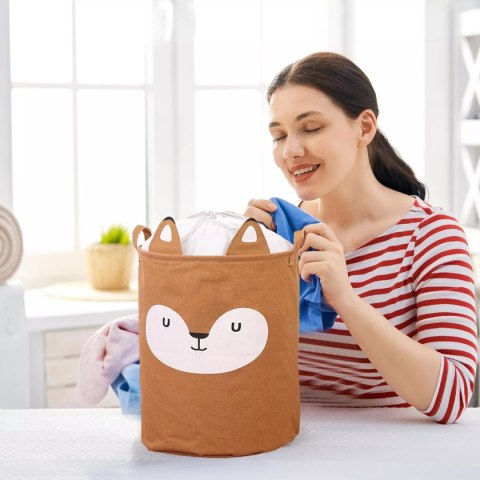 Kosz organizer na zabawki 60L dla dzieci pojemnik zamykany Lisek