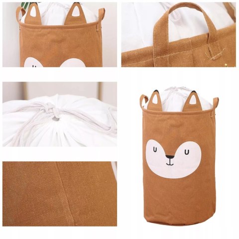 Kosz organizer na zabawki 60L dla dzieci pojemnik zamykany Lisek