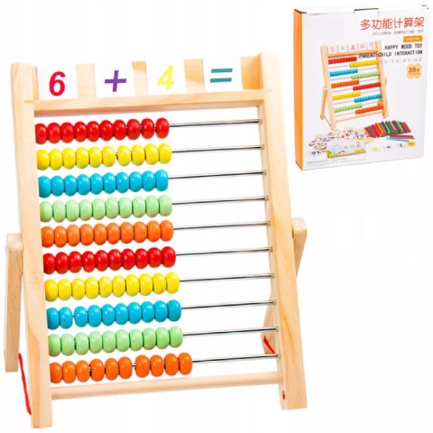 Liczydło Dziecięce Drewniane Edukacyjne 10 Rzędów Nauka Liczenia Cyfry