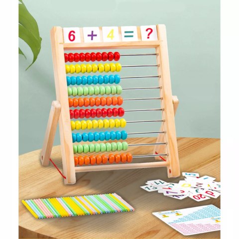 Liczydło Dziecięce Drewniane Edukacyjne 10 Rzędów Nauka Liczenia Cyfry