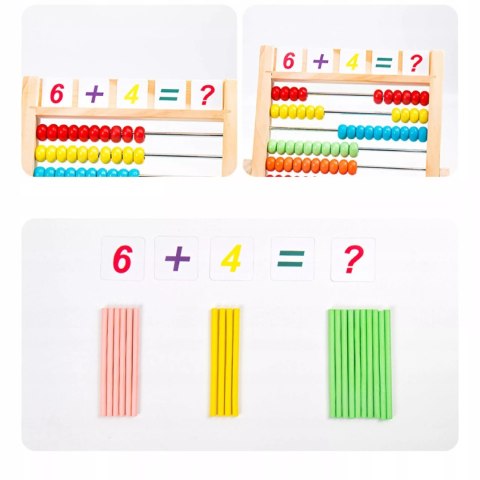 Liczydło Dziecięce Drewniane Edukacyjne 10 Rzędów Nauka Liczenia Cyfry