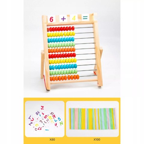 Liczydło Dziecięce Drewniane Edukacyjne 10 Rzędów Nauka Liczenia Cyfry