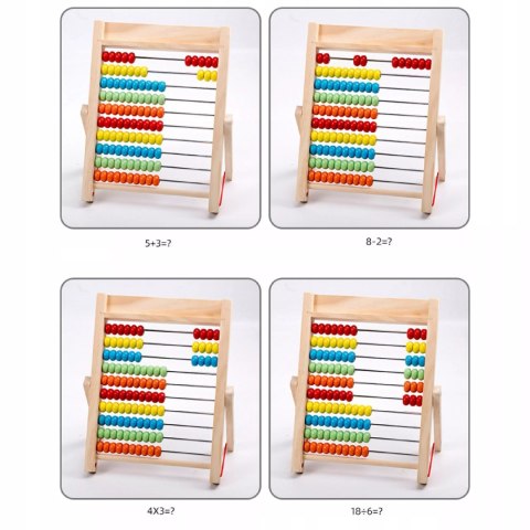 Liczydło Dziecięce Drewniane Edukacyjne 10 Rzędów Nauka Liczenia Cyfry