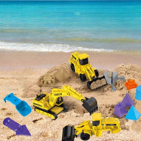 Piasek Kinetyczny dla dzieci z Pojazdami Budowlanymi i Żurawiem w Walizce