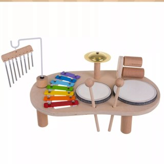 Luxma Drewniany stolik perkusyjny Montessori zestaw muzyczny dla dzieci