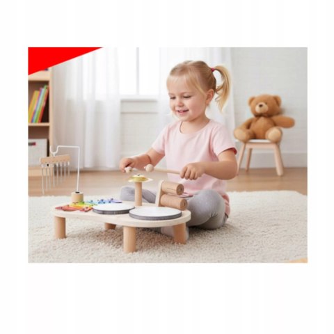 Luxma Drewniany stolik perkusyjny Montessori zestaw muzyczny dla dzieci