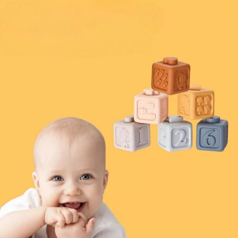 Luxma Klocki sensoryczne gumowe miękkie Montessori wieża piramida 13 el