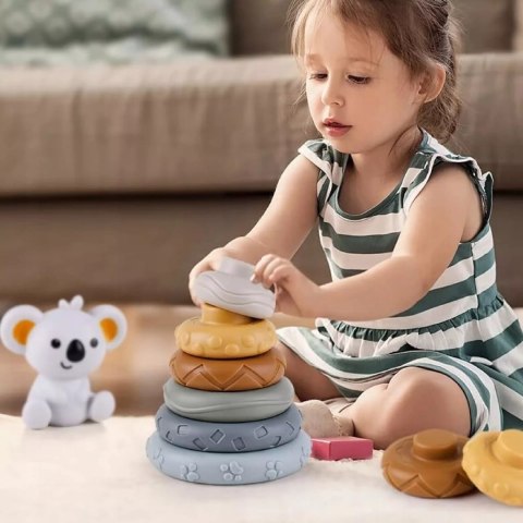 Luxma Klocki sensoryczne gumowe miękkie Montessori wieża piramida 13 el