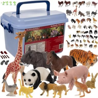 Luxma Zestaw figurek zwierząt 48 szt. farma zwierzęta dzikie safari w kuferku